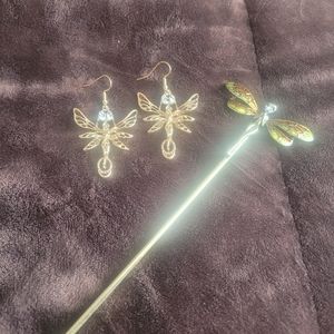 Fairy decor hairpin and fairy earrings